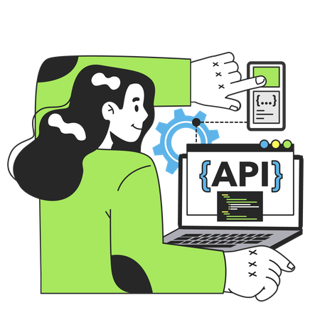IT specialist working on API testing  Illustration
