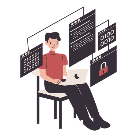 IT-Spezialist arbeitet an der Programmierung  Illustration