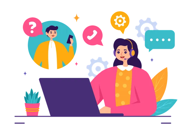 Vector Illustration Of A Technical Support System Featuring Software Development Customer Service And Technology Help In A Flat Cartoon Background Illustration