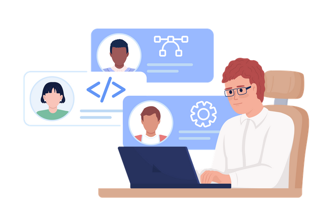 Personalmanager eines IT-Unternehmens sucht Entwickler  Illustration