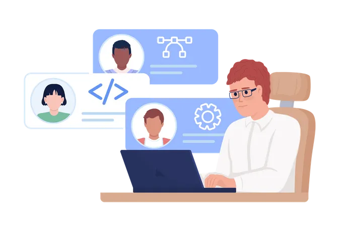 Personalmanager eines IT-Unternehmens sucht Entwickler  Illustration