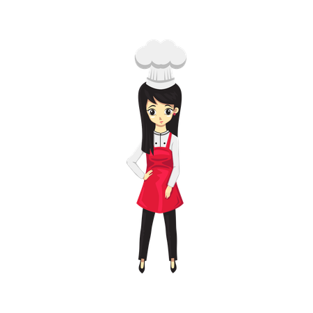 Italian Chef Woman standing  イラスト