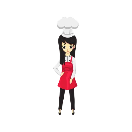 Italian Chef Woman standing  Illustration