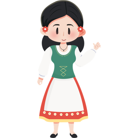 Italy (Sardinia) Launeddas girl  Illustration