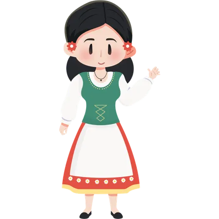 Italy (Sardinia) Launeddas girl  Illustration