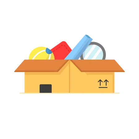 Box Containing Various Items Illustration