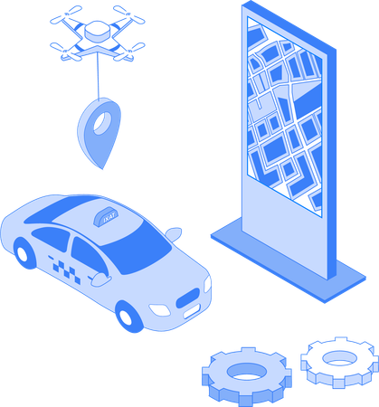 Itinéraire de taxi en ligne  Illustration