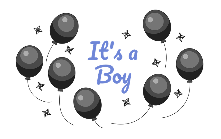 Its boy gender reveal balloons  イラスト