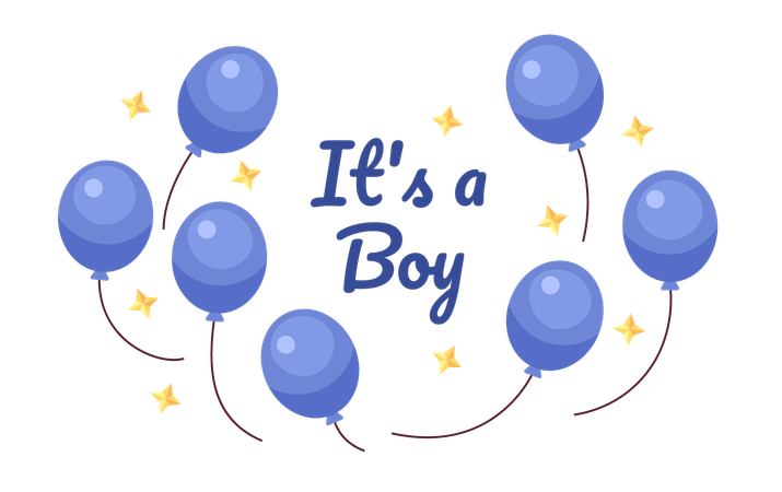 Its boy gender reveal balloons  Illustration