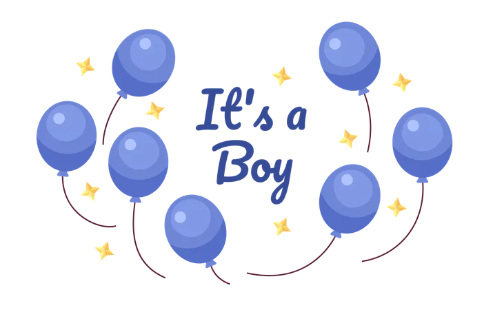 Its boy gender reveal balloons  Illustration