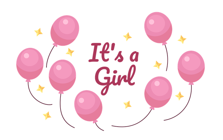 Its girl gender reveal balloons  イラスト