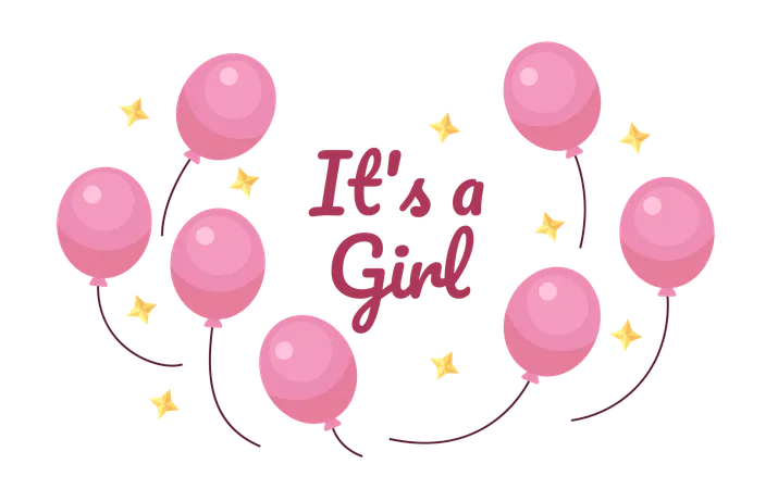 Its girl gender reveal balloons  Illustration