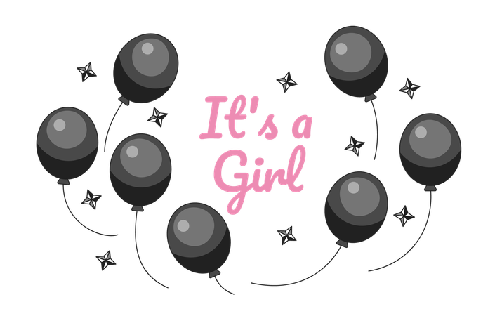 Its girl gender reveal balloons  イラスト