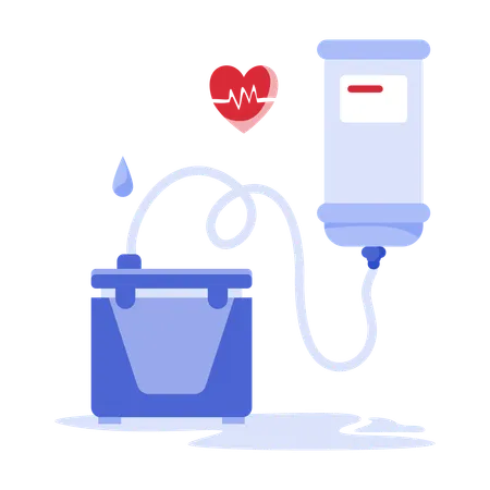 心臓モニター付き点滴バッグ  イラスト
