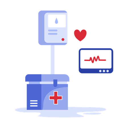 Iv bag with heart monitor  Illustration