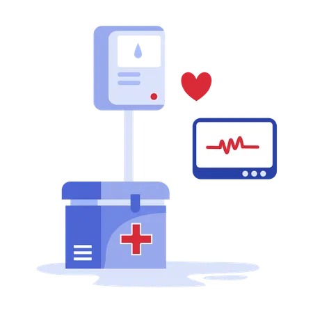 Iv bag with heart monitor  Illustration