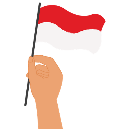 Izando la bandera de Indonesia  Ilustración