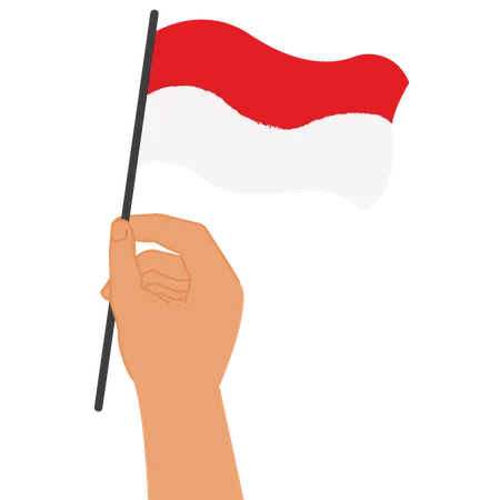 Izando la bandera de Indonesia  Ilustración