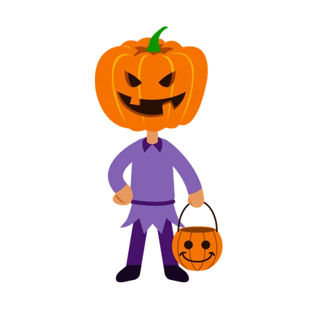 Halloween Pumpkin Vector Flat Character Illustration