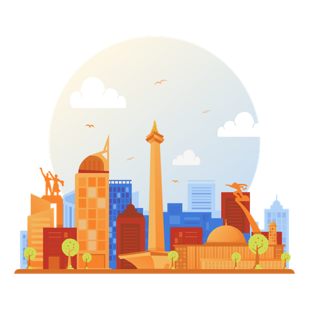 Jakarta city skyline  Illustration