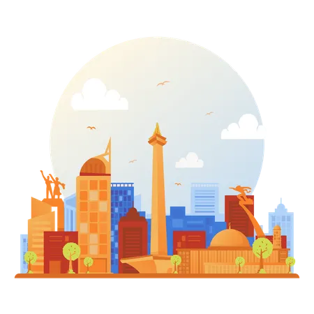 Jakarta city skyline  Illustration