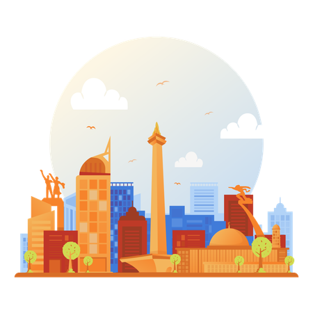 Jakarta city skyline  Illustration