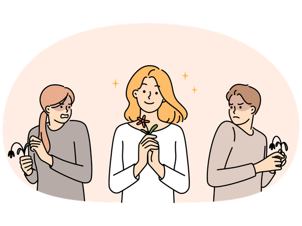 Les gens jaloux envient les filles heureuses et optimistes  Illustration