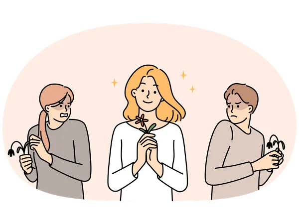 Les gens jaloux envient les filles heureuses et optimistes  Illustration