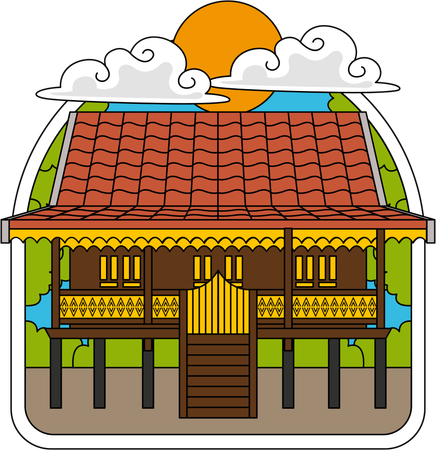 Traditionelles Jambi-Haus  Illustration