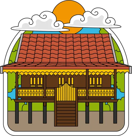 Traditionelles Jambi-Haus  Illustration