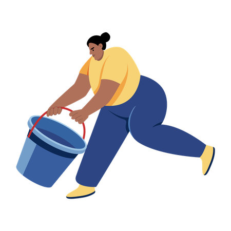 Janitor carrying water bucket  Illustration