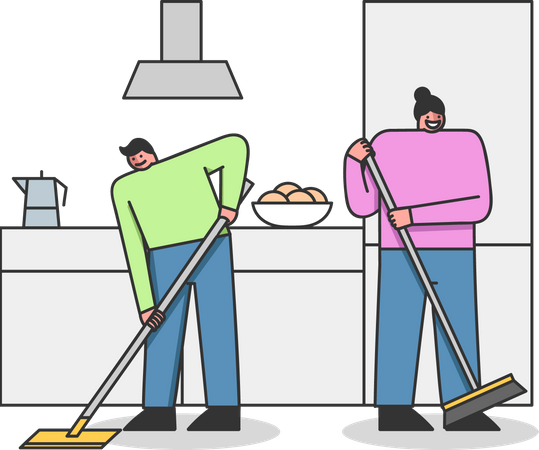 Janitor cleaning apartment  Illustration