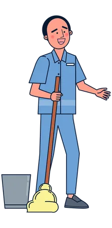 Janitor cleaning floor Illustration
