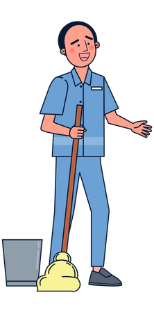 Janitor cleaning floor  Illustration