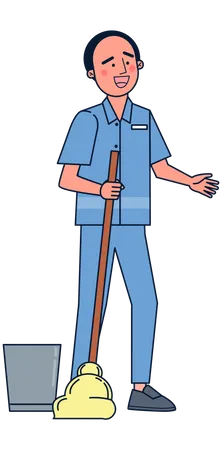 Janitor cleaning floor  Illustration