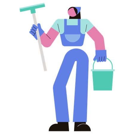 Janitor cleans hotel  Illustration
