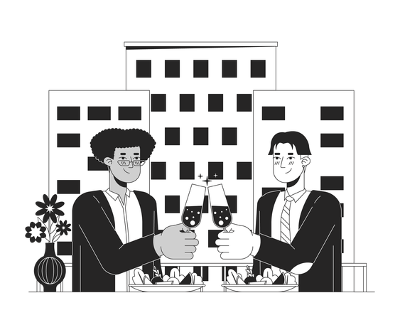 Jantar de casal gay no dia dos namorados  Ilustração