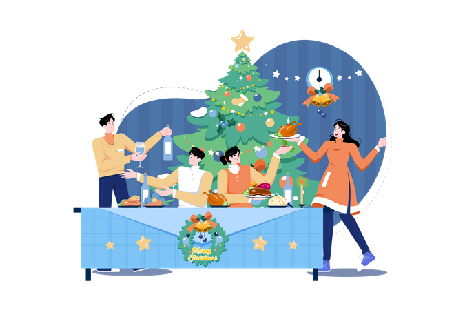 Jantar de natal  Ilustração