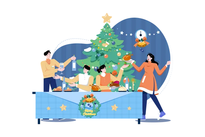 Jantar de natal  Ilustração