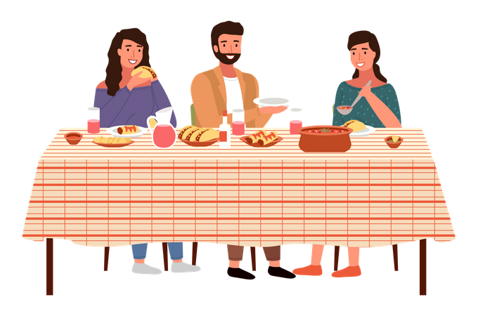 Jantar em família  Ilustração