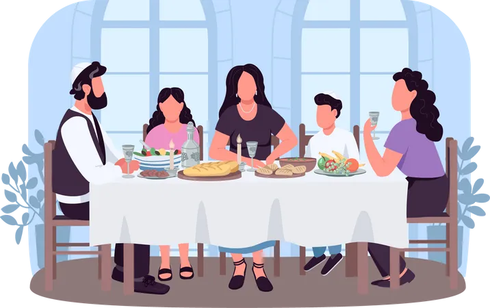 Jantar em família judia  Ilustração