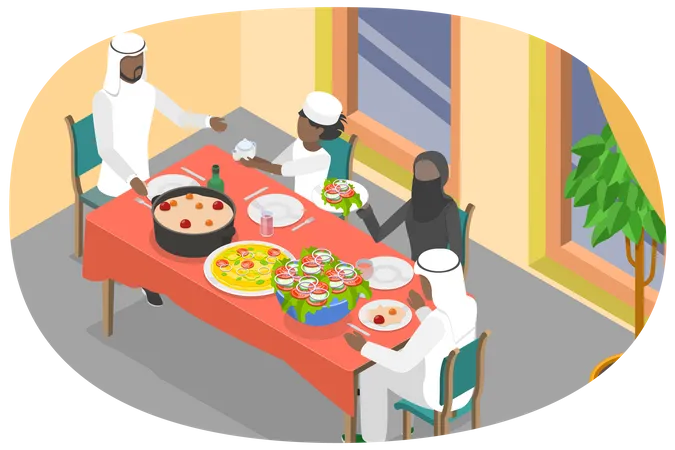 Jantar muçulmano do Ramadã  Ilustração