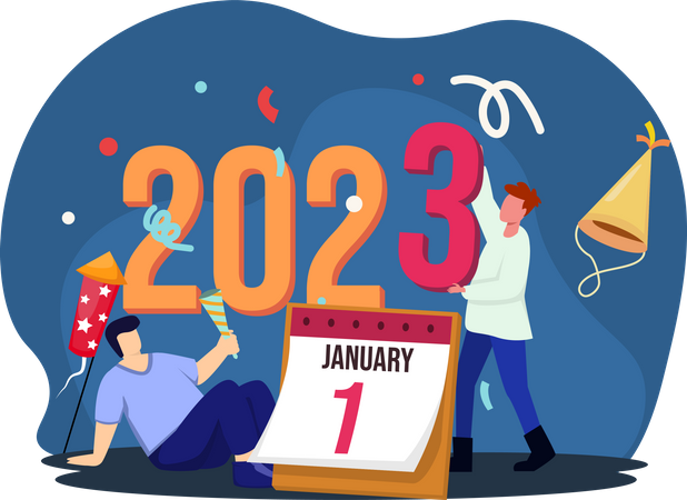 January 1 2023 new year day  Illustration