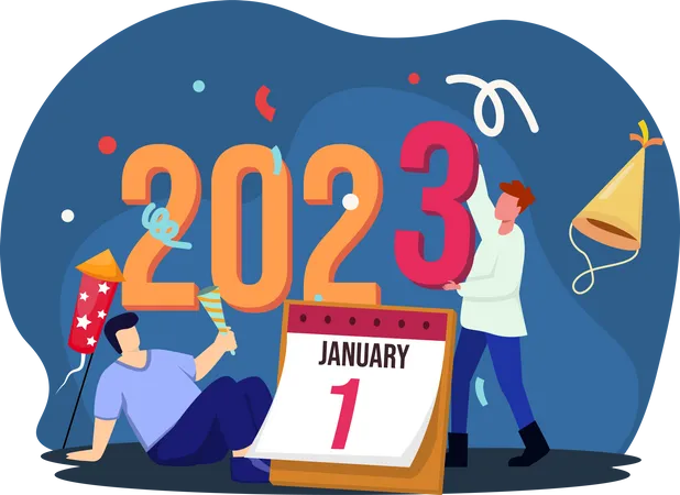 January 1 2023 new year day  Illustration