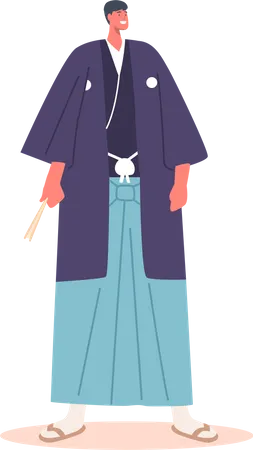 Japan Man in National Clothes Illustration
