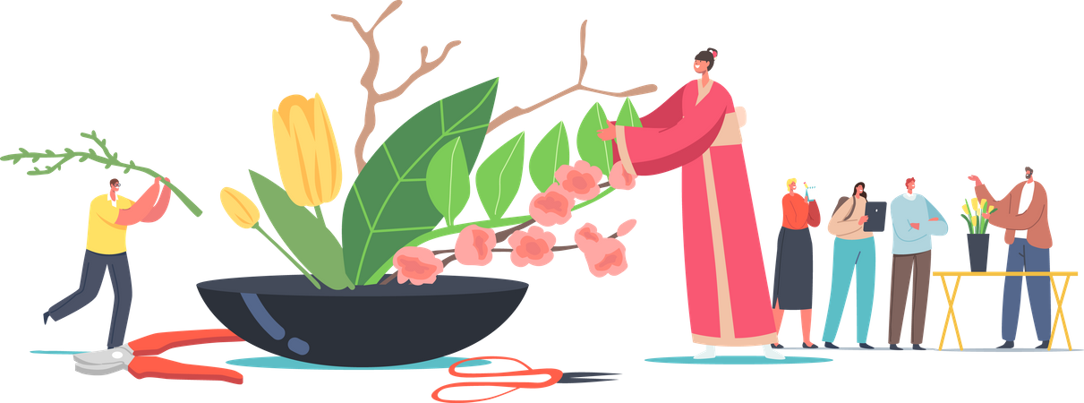 Japanese Ikebana  Illustration