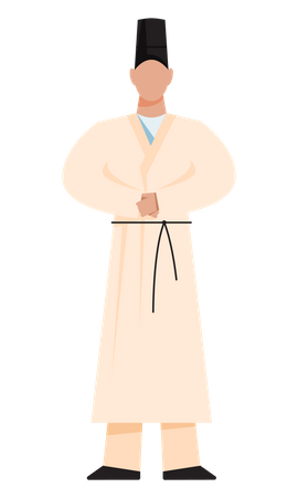 Japanese male shinto priest Illustration
