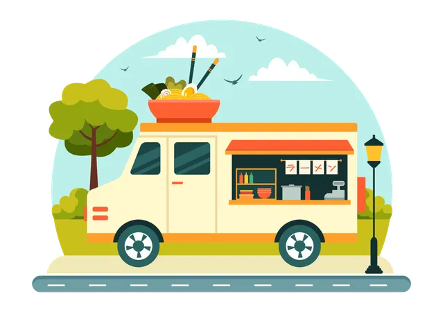 Japanese Ramen Truck  Illustration