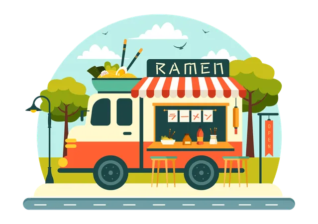 Japanese Ramen Truck  Illustration