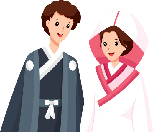 Japanese Wedding Couple  Illustration